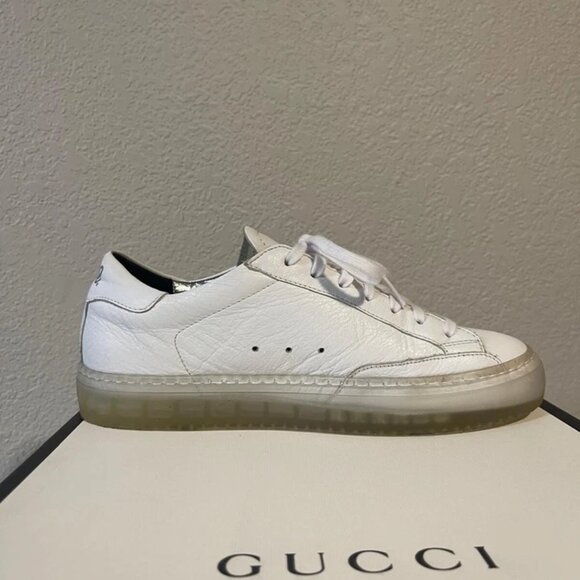 P448 John White Leather Low Top Casual Sneaker Women's 39 EU/9 US Made In Italy - Picture 2 of 11